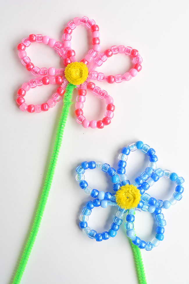 Beaded Pipe Cleaner Flowers - One Little Project